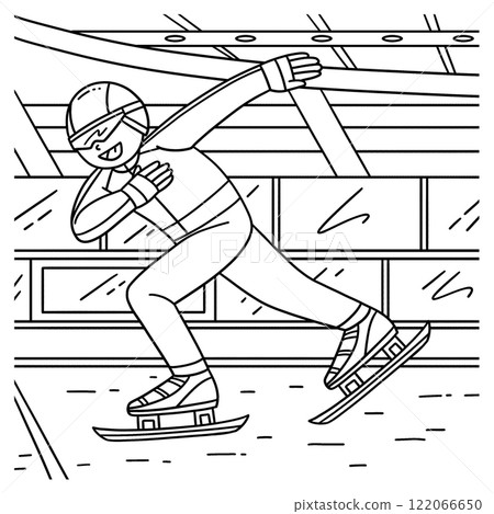 Speed Skating Male Gaining Speed Coloring Page  122066650