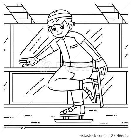 Speed Skating Male Fixing Shoes Coloring Page  122066662