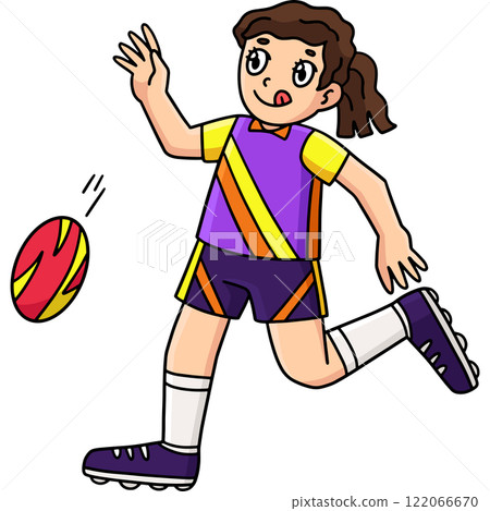 Female Rugby Player doing a Short Punt Clipart 122066670