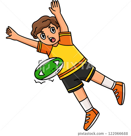 Rugby Player Charging Down Ball Cartoon Clipart Rugby Player Charging Down Ball Cartoon Clipart 122066688