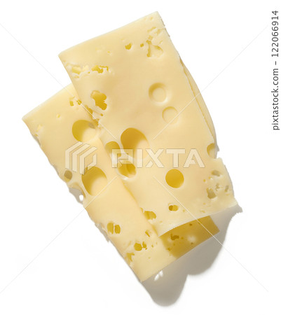 cheese slices on white background 122066914