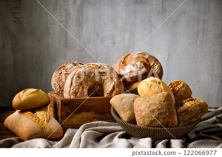 various kinds of freshly baked bread various kinds of freshly baked bread 122066977