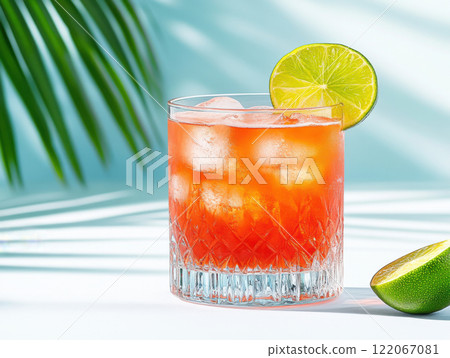glass of tropical juicy cocktail 122067081