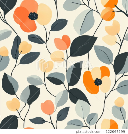 A painting of flowers with a blue and green background 122067299