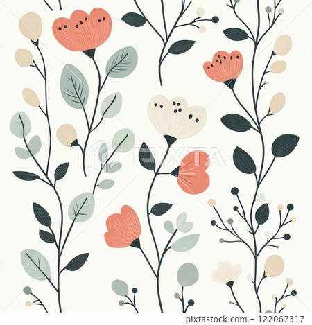 A colorful floral pattern with a white background 122067317