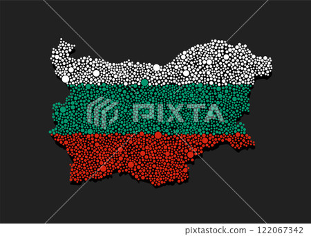 Silhouette map Bulgaria, flag made color dots Silhouette map Bulgaria, flag made color dots 122067342