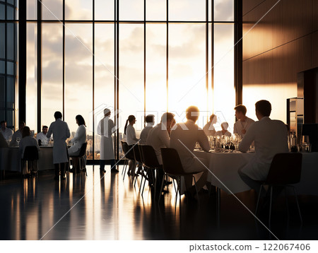 Silhouettes of people in a professional dining 122067406