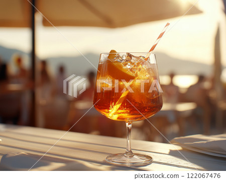 glass of aperol spritz cocktail 122067476