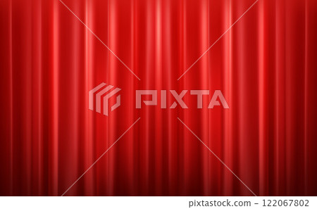 Red Curtain Draping Wave Pleat Curtains Theater Stage Background Red Curtain Draping Wave Pleat Curtains Theater Stage Background 122067802