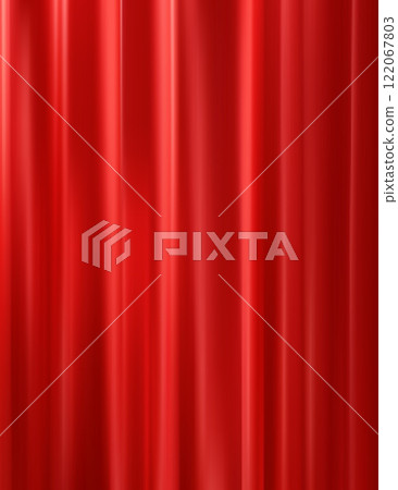 Red Curtain Draping Wave Pleat Curtains Theater Stage Background 122067803