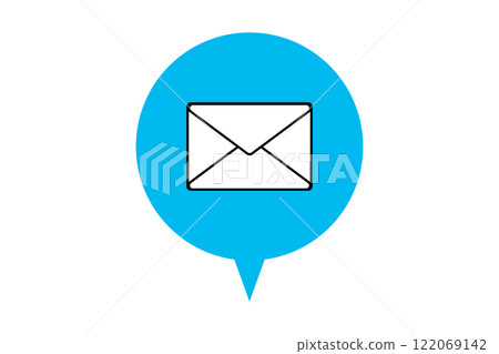 Simple email icon in light blue speech bubble 122069142