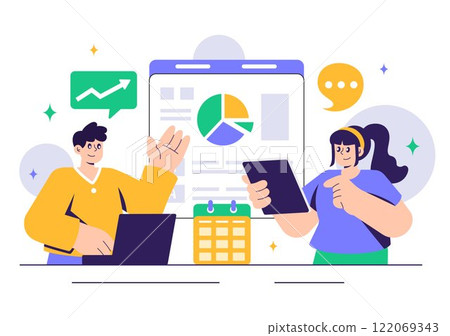 City Council Meeting Vector Illustration Featuring an Effective Business Team, Employees Collaborating, and Brainstorming for Critical Negotiations 122069343