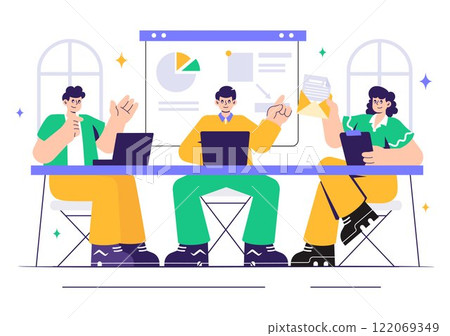 City Council Meeting Vector Illustration Featuring an Effective Business Team, Employees Collaborating, and Brainstorming for Critical Negotiations City Council Meeting Vector Illustration Featuring an Effective Business Team, Employees Collaborating, and Brainstorming for Critical Negotiations 122069349