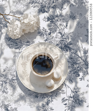 陽光下的咖啡配馬卡龍 122069558