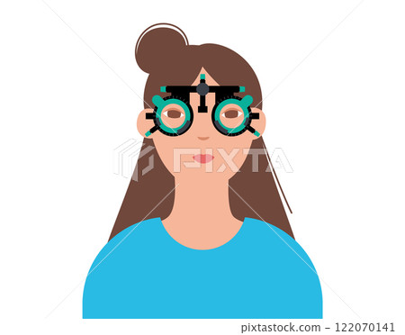 Eyesight examination with ophthalmic trial frame Eyesight examination with ophthalmic trial frame 122070141