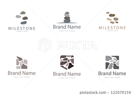 Stone Vector Logo, Stone Design Balance Milestone Vector Templet Symbol Illustration bundle set collection 122070159