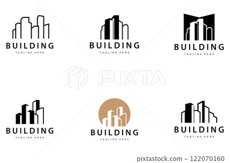 Modern City Building Logo Design, Luxurious and Simple Urban Architecture Bundle Set Collection 122070160