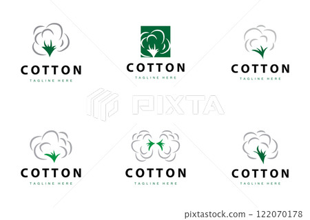 cotton logo design flower soft cotton organic plant textile material clothing illustration template bundle set collection 122070178
