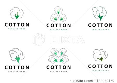 cotton logo design flower soft cotton organic plant textile material clothing illustration template bundle set collection cotton logo design flower soft cotton organic plant textile material clothing illustration template bundle set collection 122070179