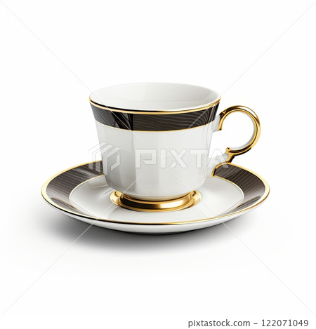 Set of cup and saucer on white background. 122071049