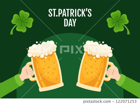 St. Patrick's Day Hand-Drawn Illustration Templates for Social Media Background 122071253