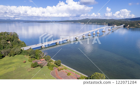 Drone | Aerial photography of Notojima Ohashi Bridge, which connects Wakura Onsen and Notojima, across Nanao Bay | After the 2024 Noto Peninsula Earthquake Drone | Aerial photography of Notojima Ohashi Bridge, which connects Wakura Onsen and Notojima, across Nanao Bay | After the 2024 Noto Peninsula Earthquake 122071284