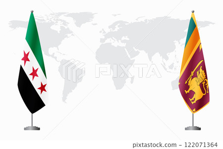 Syrian Revolution and Sri Lanka flags for official meeting Syrian Revolution and Sri Lanka flags for official meeting 122071364