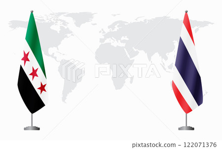 Syrian Revolution and Thailand flags for official meeting 122071376