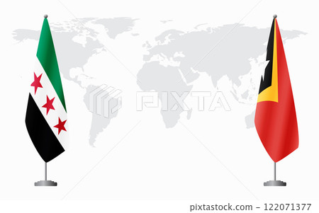 Syrian Revolution and East Timor flags for official meeting 122071377