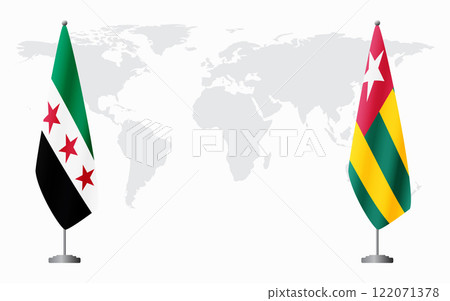 Syrian Revolution and Togo flags for official meeting Syrian Revolution and Togo flags for official meeting 122071378
