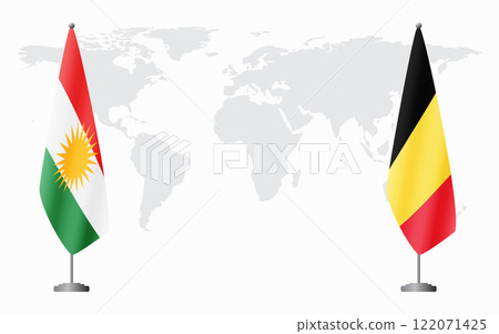 Kurdistan and Belgium flags for official meeting Kurdistan and Belgium flags for official meeting 122071425
