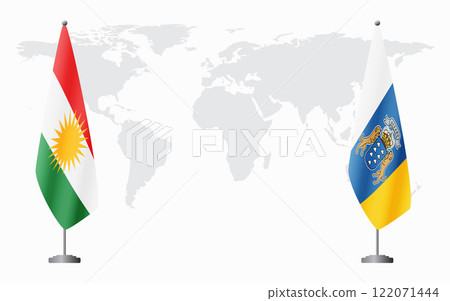 Kurdistan and Canary Islands flags for official meeting Kurdistan and Canary Islands flags for official meeting 122071444