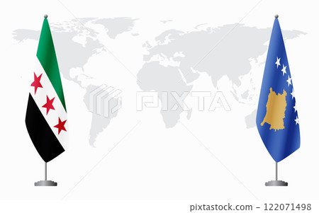 Syrian Revolution and Kosovo flags for official meeting Syrian Revolution and Kosovo flags for official meeting 122071498