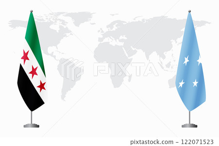 Syrian Revolution and Micronesia flags for official meeting 122071523