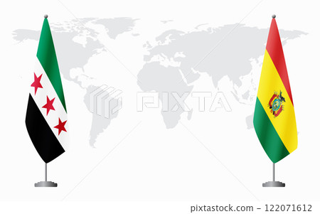 Syrian Revolution and Bolivia flags for official meeting Syrian Revolution and Bolivia flags for official meeting 122071612