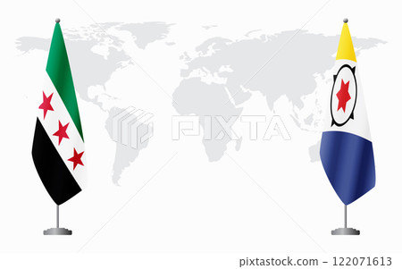 Syrian Revolution and Bonaire flags for official meeting Syrian Revolution and Bonaire flags for official meeting 122071613