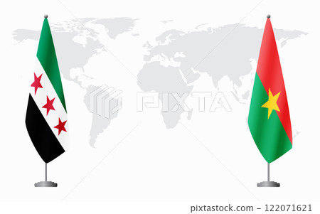 Syrian Revolution and Burkina Faso flags for official meeting Syrian Revolution and Burkina Faso flags for official meeting 122071621