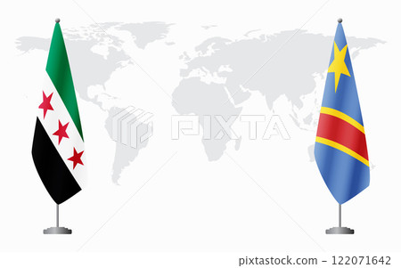 Syrian Revolution and Congo Kinshasa flags for official meeting Syrian Revolution and Congo Kinshasa flags for official meeting 122071642