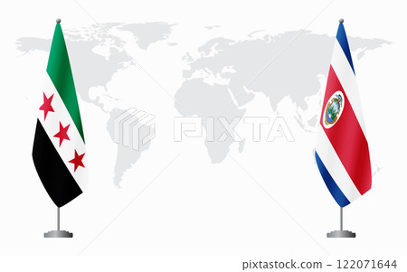 Syrian Revolution and Costa Rica flags for official meeting Syrian Revolution and Costa Rica flags for official meeting 122071644