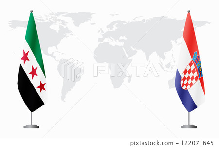 Syrian Revolution and Croatia flags for official meeting Syrian Revolution and Croatia flags for official meeting 122071645