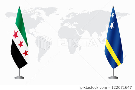 Syrian Revolution and Curacao flags for official meeting Syrian Revolution and Curacao flags for official meeting 122071647
