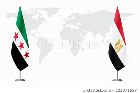 Syrian Revolution and Egypt flags for official meeting Syrian Revolution and Egypt flags for official meeting 122071657