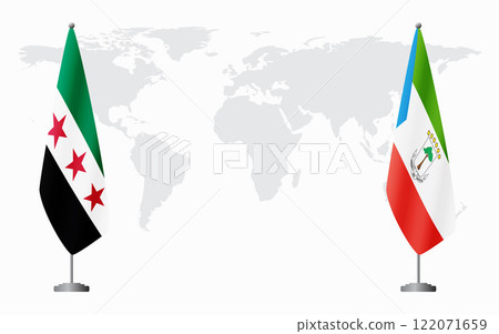 Syrian Revolution and Equatorial Guinea flags for official meeting 122071659