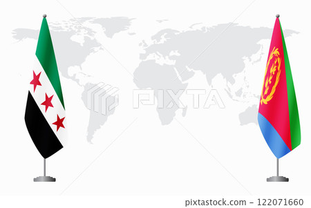 Syrian Revolution and Eritrea flags for official meeting Syrian Revolution and Eritrea flags for official meeting 122071660