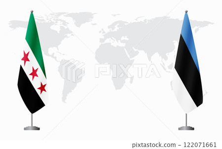 Syrian Revolution and Estonia flags for official meeting 122071661