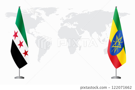 Syrian Revolution and Ethiopia flags for official meeting 122071662