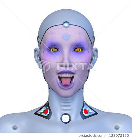 Female cyborg face close-up 122072150