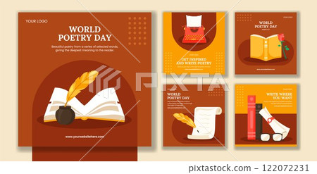 Creative World Poetry Day Social Media Post Design with Flat Cartoon Illustration Creative World Poetry Day Social Media Post Design with Flat Cartoon Illustration 122072231