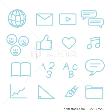 Simple icons of internet software, apps, etc.: Light blue Simple icons of internet software, apps, etc.: Light blue 122072550