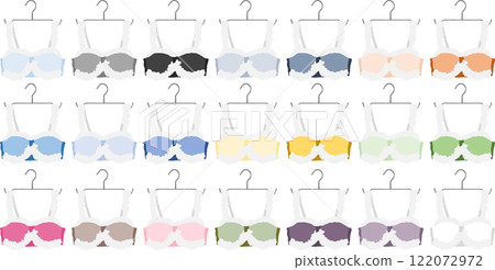 Graphic material illustration set of underwear hung on a hanger 122072972